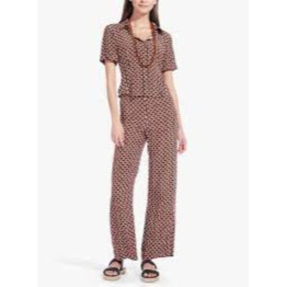 NWT Staud Bonita Pant Basket Weave Print Brown Size 16 - Picture 2 of 10